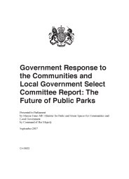 Government response to the Communities and Local Government Select Committee report: the future of public parks. Cm 9503