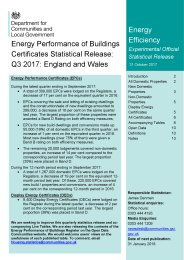 Energy performance of buildings certificates statistical release: Q3 2017: England and Wales