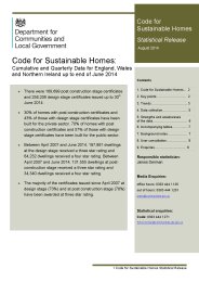 Code for sustainable homes: cumulative and quarterly data for England, Wales and Northern Ireland up to end of June 2014