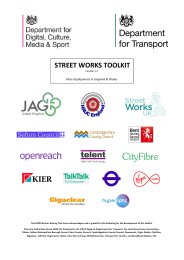 Street works toolkit. Version 2.0. Fibre deployment in England and Wales