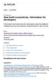 New build connectivity: information for developers