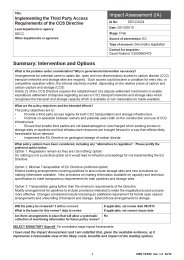 Impact assessment: Implementing the Third party access requirements of the CCS Directive