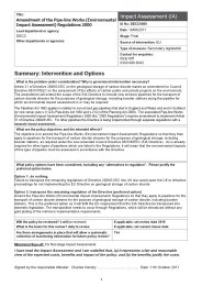 Impact assessment for the Amendment of the Pipe-line works (environmental impact assessment) regulations 2000