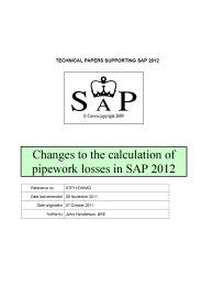 Changes to the calculation of pipework losses in SAP 2012