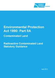 Environmental protection act 1990: Part IIA Contaminated land: Radioactive contaminated land statutory guidance
