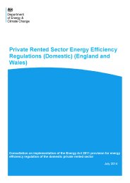 Private rented sector energy efficiency regulations (domestic) (England and Wales): Consultation on implementation of the Energy act 2011 provision for energy efficiency regulation of the domestic private rented sector