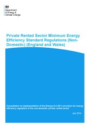 Private rented sector minimum energy efficiency standard regulations (non-domestic) (England and Wales): Consultation on implementation of the Energy act 2011 provision for energy efficiency regulation of the non-domestic private rented sector