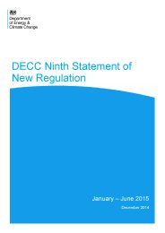DECC ninth statement of new regulation, January-June 2015