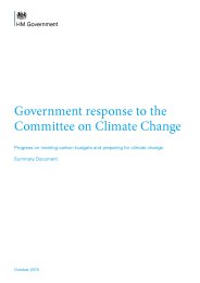 Government response to the Committee on Climate Change - progress on meeting carbon budgets and preparing for climate change: summary document