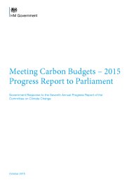 Meeting carbon budgets - 2015 progress report to Parliament: Government response to the seventh annual progress report of the Committee on Climate Change