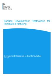 Surface development restrictions for hydraulic fracturing - Government response to the consultation