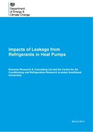 Impacts of leakage from refrigerants in heat pumps