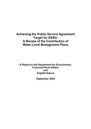 Achieving the public service agreement target for SSSIs: a review of the contribution of water level management plans