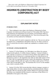 Highways (obstruction by corporate body) act 2004. Chapter 29. Explanatory notes