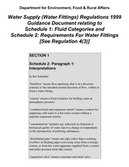 Water supply (water fittings) regulations 1999 guidance document relating to Schedule 1: Fluid categories and Schedule 2: Requirements for water fittings [see regulation 4(3)]
