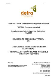 Flood and coastal defence project appraisal guidance: Economic appraisal: Supplementary note to operating authorities: Revisions to Economic appraisal on: Reflecting socio-economic equity in appraisal and appraisal of human related intangible impacts of flooding