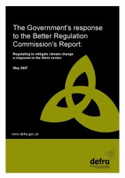 Government's response to the better regulation commission's report: regulating to mitigate climate change - a response to the Stern review