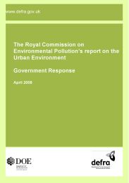 Royal commission on environmental pollution's report on the urban environment - government response