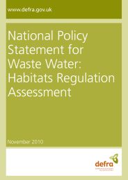National policy statement for waste water - habitats regulation assessment