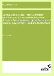 Consultation on local flood authorities' contribution to sustainable development: statutory guidance issued by the Secretary of State for Environment, Food and Rural Affairs