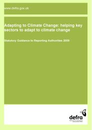 Adapting to climate change: helping key sectors to adapt to climate change. Statutory guidance to reporting authorities 2009
