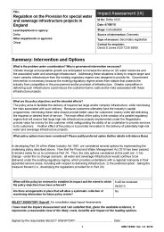 Regulation on the provision for special water and sewerage infrastructure projects in England - Impact assessment