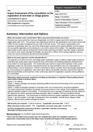 Impact assessment of the consultation on the registration of new town or village greens