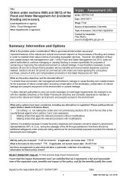 Impact assessment - orders under sections 38(8) and 39(12) of the Flood and water management act (incidental flooding and erosion)