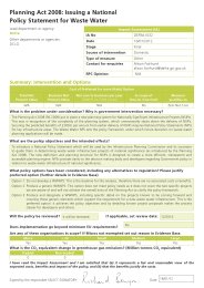 Planning act 2008 - issuing a national policy statement for waste water: impact assessment