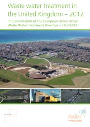 Waste water treatment in the United Kingdom - 2012: implementation of the European Union urban waste water treatment directive – 91/271/EEC