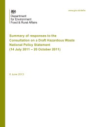 Summary of responses to the consultation on a Draft Hazardous waste national policy statement (14 July 2011 - 20 October 2011)