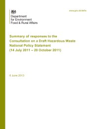 Summary of responses to the consultation on a Draft Hazardous waste national policy statement (14 July 2011 - 20 October 2011)