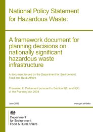 National policy statement for hazardous waste: a framework document for planning decisions on nationally significant hazardous waste infrastructure