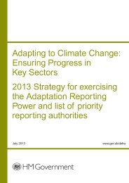 Adapting to climate change: ensuring progress in key sectors. 2013 strategy for exercising the adaptation reporting power and list of priority reporting authorities