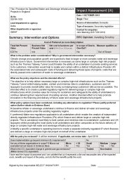 Provision for specified water and sewerage infrastructure projects in England - impact assessment