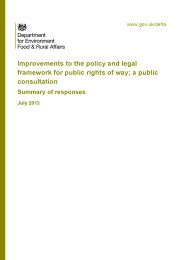 Improvements to the policy and legal framework for public rights of way - a public consultation: summary of responses