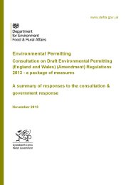 Environmental permitting. Consultation on draft Environmental permitting (England and Wales) (amendment) regulations 2013 - a package of measures: a summary of responses to the consultation and government response
