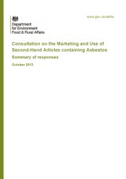Consultation on the marketing and use of second-hand articles containing asbestos. Summary of responses