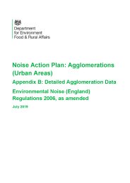 Noise action plan: agglomerations (urban areas). Appendix B: detail agglomeration data. Environmental Noise (England) Regulations 2006, as amended