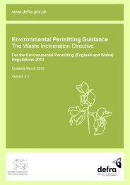 Environmental permitting guidance - the directive on the incineration of waste: for the Environmental permitting (England and Wales) regulations 2007. Updated March 2010 - version 3.1