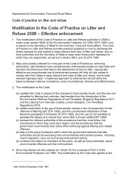 Code of practice for litter and refuse. Modification to the code of practice on litter and refuse 2006 - effective enforcement