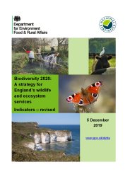 Biodiversity 2020: a strategy for England's wildlife and ecosystem services. Indicators - revised