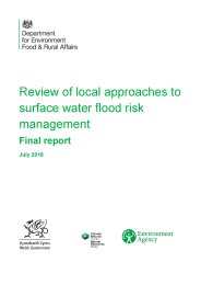 Review of local approaches to surface water flood risk management. Final report