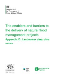 Enablers and barriers to the delivery of natural flood management projects. Appendix D: landowner deep dive