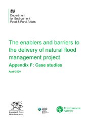 Enablers and barriers to the delivery of natural flood management projects. Appendix F: case studies