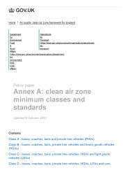 Annex A: clean air zone minimum classes and standards