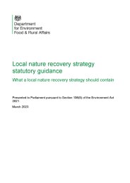 Local nature recovery strategy statutory guidance. What a local nature recovery strategy should contain