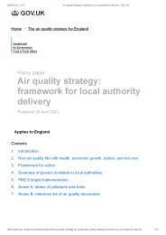 Air quality strategy. Framework for local authority delivery