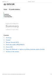 Air quality statistics in the UK, 1987 to 2022 - summary