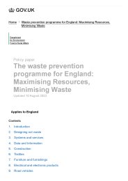 Waste prevention programme for England: maximising resources, minimising waste